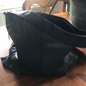 Black Leather HOBO purse crushed leather